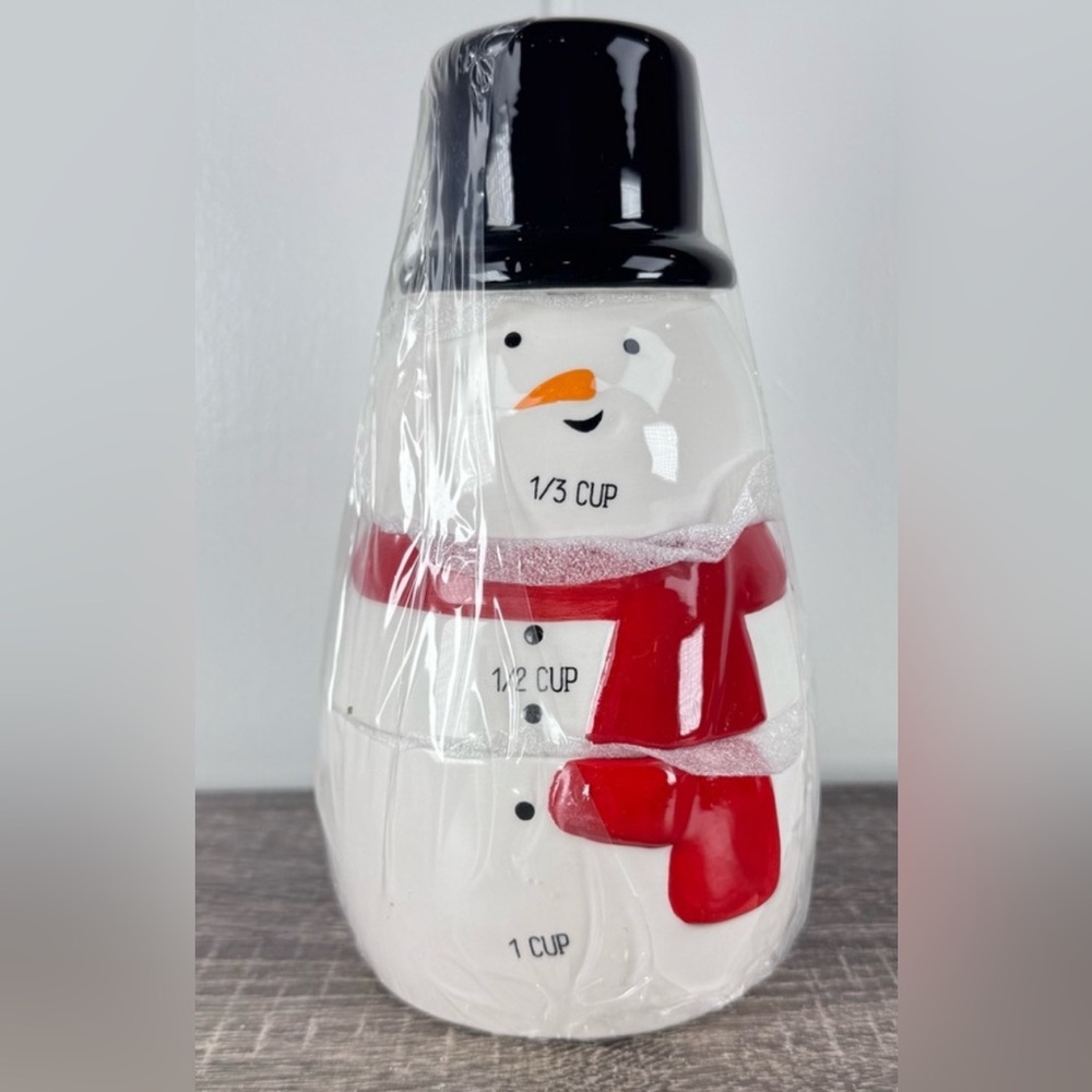 Target Bullseye Christmas Snowman Ceramic Measuring Cups and Spoons - Picture 2 of 8